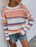 'Eulalie' Striped Pullover Knit Sweater - Celes Fashion
